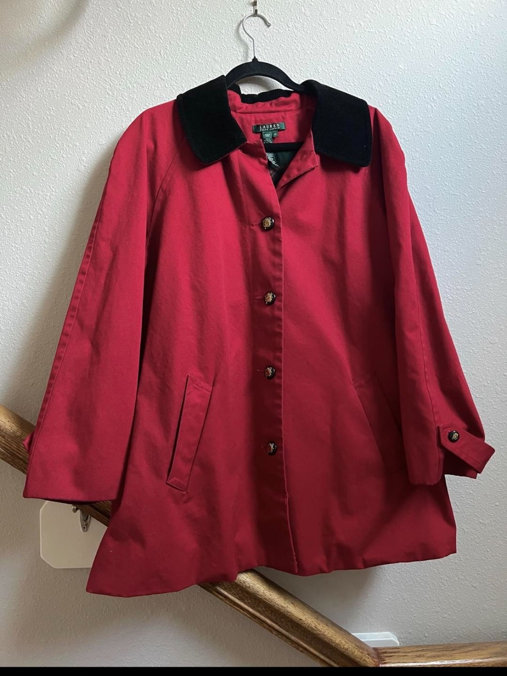 Lauren Ralph Lauren Red Barn Jacket | Horse Print Lining | 2X | Corduroy Collar
